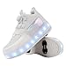 Toddler Winter Light Up Shoes Boy Girl Adorable LED Flashing Lightweight Non Slip Unisex Fashion Running Sneakers for Kid (White,13.5)