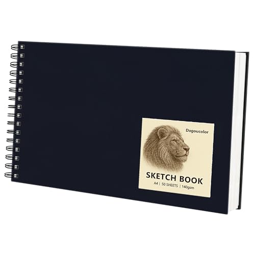 DagouColor Libro de Bocetos Sketch, 1 Pack, 50 Hojas(100 Páginas), A4 Espiral Papel de Dibujo Arte Libre ácido, 140GSM Cuadernos De Dibujo, Para Artistas Principiantes, Adultos, Niños y Niñas