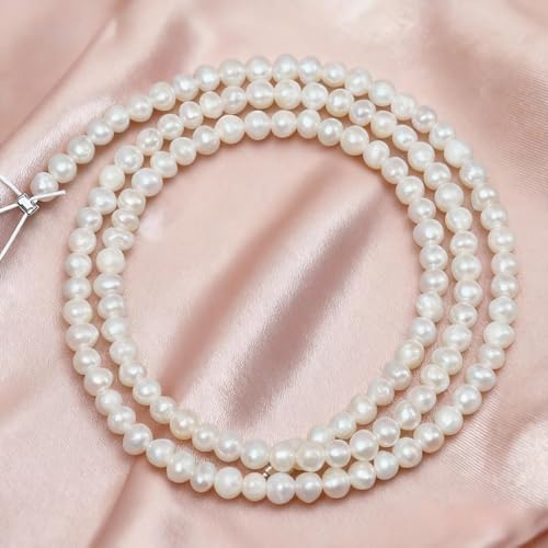 THRELE 100pcs Natural Freshwater Pearl Strand 2-3mm Round Pearl Beads for Jewelry Making Crafting DIY Bracelets and Necklaces