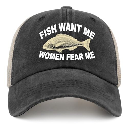 Fishing Hat Women Want Me Fishes Fear Me Trucker Hat Women Trendy Mesh Cap for Summer