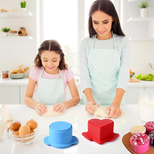 Set de cortadores y selladores para pasteles con forma de corazón y redondo miniatura 2