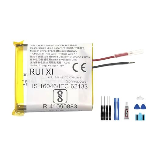 RUI XI Akku kompatibel mit Xiaomi Black Shark Bluetooth-Uhr, 340 mAh, 3,8 V BS02WA Akku
