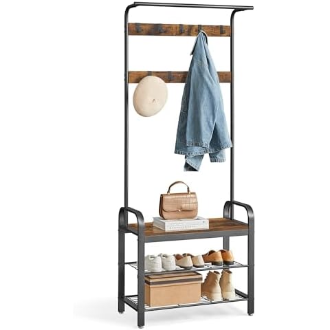 VASAGLE Coat Rack with Shoe Bench Cover