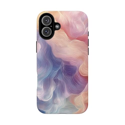 Coque iPhone 16 Plus rigide brillante haut de gamme vagues pastel violet