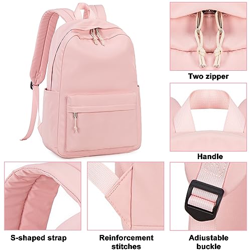 Image of LOIDOU Backpack for Girls School Backpacks Bookbags for Elementary Middle School Women Laptop Backpacks (Solid Pink, L-17)