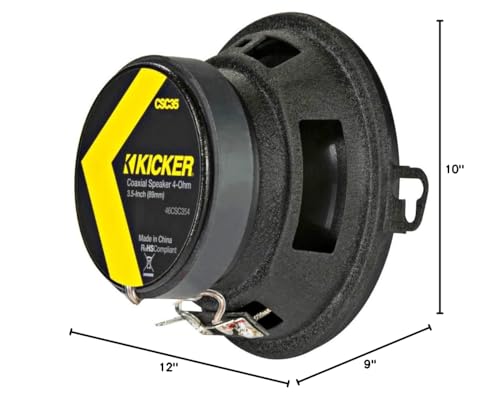 KICKER 46CSC354 CS-Series CSC35 3.5-Inch (89mm) Coaxial Speakers, 4-Ohm (Pair)