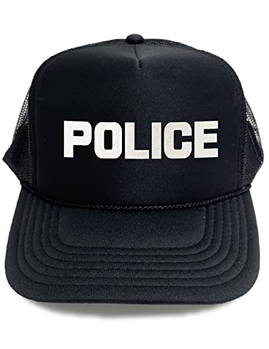 Promotion & Beyond POLICE One Size Adjustable Trucker Hat Cap, Black | Law Enforcement Cop Halloween Costume Cosplay