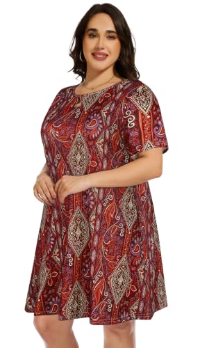 Image of Plus Size Summer Dresses Casual Tshirt Dress Loose Beach Pockets Sundress