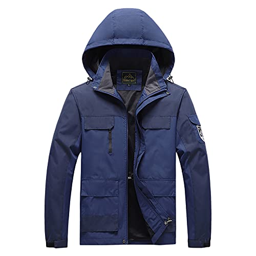Manteau Chaud Hiver Homme Veste Contre la Pluie et le Froid Bleu Foncé