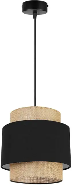 BOHO Jute Pendant Lamp - Modern Metal & Fabric Shade for Living Room, Kitchen