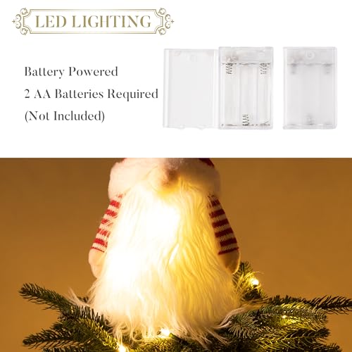 Valery Madelyn Gnom Christbaumspitze,44cm Weihnachtsbaumspitze, mit 1 Meter Lichtern und Timer-Batteriebo… – Ansicht 5