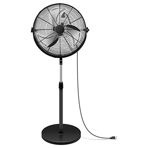 Simple Deluxe 20 Inch Pedestal Standing Fan, High Velocity, Heavy Duty Metal For Industrial, Commercial, Residential, Greenhouse Use