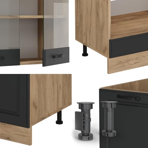 Vicco Cucina Angolare Completa Antracite Casa Di Campagna/Rovere Dorato 227 X 287 Cm , Pl Antracite - 6