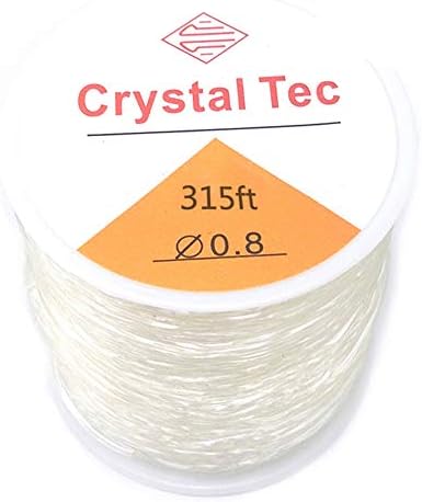 Mayared 0.8mm 105 Yard(315ft) Round Elastic Stretch Polyester Crystal String Cord for Jewelry Making Bracelet Beading Thread 1 roll (Clear White)