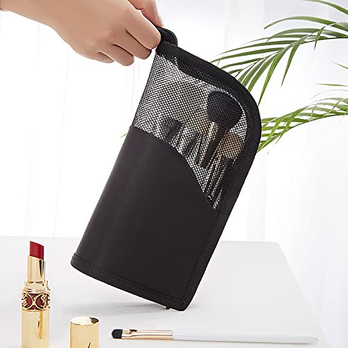 Image of MAYCREATE 2 in 1 Makeup Pouches for Women Portable Makeup Brush Bag Holder Makeup Brush Pouch Makeup Brush Organizer Travel Makeup Brush Bag for Travel,Black