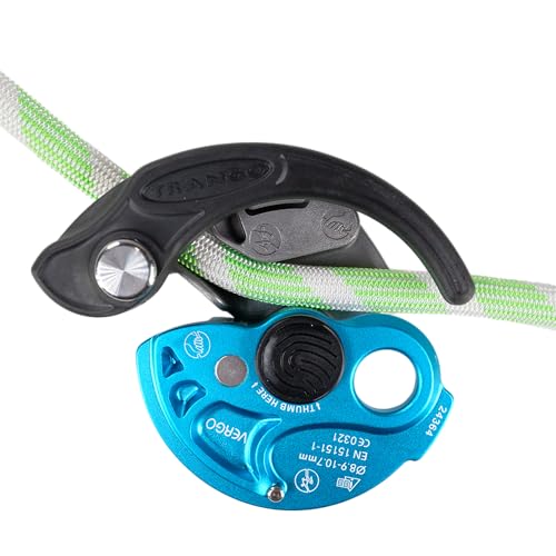 TRANGO Vergo Belay Device (Cyan, 8.9-10.7 mm Ropes) | Rock Climbing, Rappelling Protection