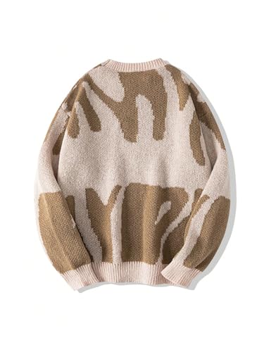 Floerns Girl's Colorblock Crew Neck Long Sleeve Pullovers Drop Shoulder Knitted Sweaters2