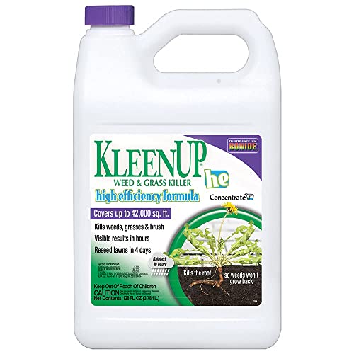 Bonide KleenUP Weed & Grass Killer High Efficiency Formula, 128 oz Concentrate, Fast-Acting Formula Kills Weeds & Roots