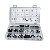 Slykew 300 PCS Auto Sealing O-Ring, 18 Sizes High Pressure High Temperature Resistant Nitrile Rubber Ring Repair Kit, Air Conditioning Compressor Gasket Classification Set, Universal for Cars (Black)