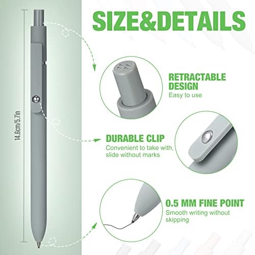 Gel Ink Pens Quick Dry Ink Pens Retractable Ink Pens Rolling Ball Gel Ink Pens Fine Point Smooth Writing Pens 0.5 mm Cute Office Supplies for School Office Home, Black Refill, 5 Colors (10 Pieces)