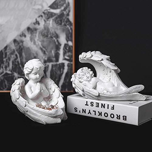 Yqjymfz Praying Cherub Statues With Wings,Angel Collectible Figurines,Indoor Outdoor Home Garden Decoration,Bonded Marble Resin Vintage Ornaments White 13X14.5X15.5Cm(5X6X6Inch) #TOP4