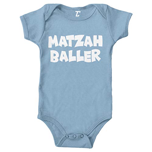Tcombo Matzah Baller - Jewish Matzo Bodysuit (Light Blue, 6 Months)