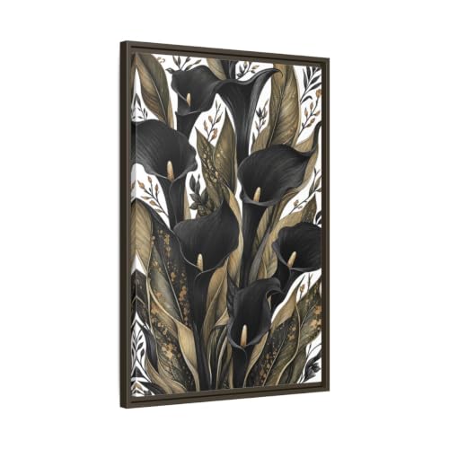 Toile Calla Lily moderne tableau décoration murale salon noir or