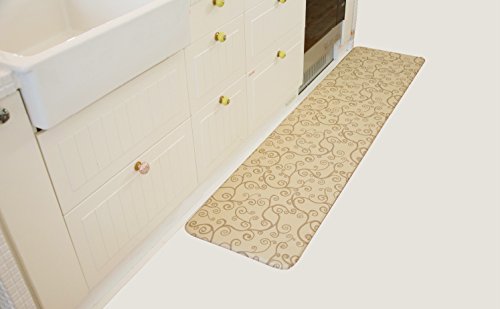 エッグマットキッチンらくらく ソフトキッチンマット アラベスクゴールド柄 size120*44*1.0 リバーシブルタイプ(食品衛生法対応可塑剤使用)