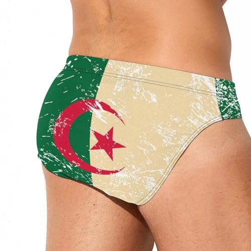 Vintage Algeria Flag Mens Swim Briefs Bikini Sexy Low Rise Trunks Swimsuit Bathing Suit Beach3