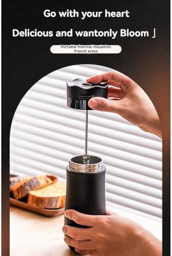 TKOWTB Portable French Press Coffee Maker Double Walled Stainles Steel Vacuum Insulated Coffee Maker and Tea Maker 320ML A - 5