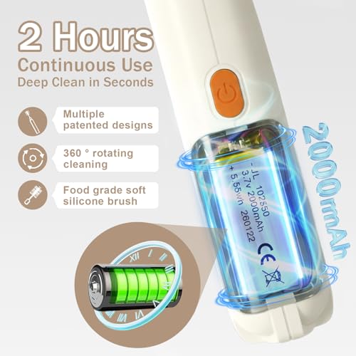 Image of Electric Bottle Brush Cleaner, Rechargeable Electric Baby Bottle Brush Cleaner with 2 Speeds, Silicone Bottle & Straw Brush, Waterproof Portable Baby Bottle Cleaner Kit for Travel & Home, White