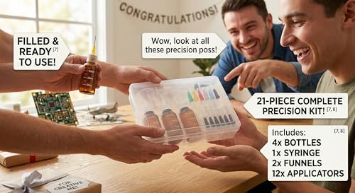 19-teiliges Flüssigspender-Set – 4× 30ml Dosierflaschen mit Nadelspitzen, Mini-Trichter & Schutzkappen – Ideal für DIY, Kosmetik & Basteln