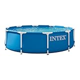 Intex 28200EH 10 Foot x 30 Inch 4 Person Outdoor Metal Frame Above Ground Round Swimming Pool with Easy Set-Up (Pump Not Included)