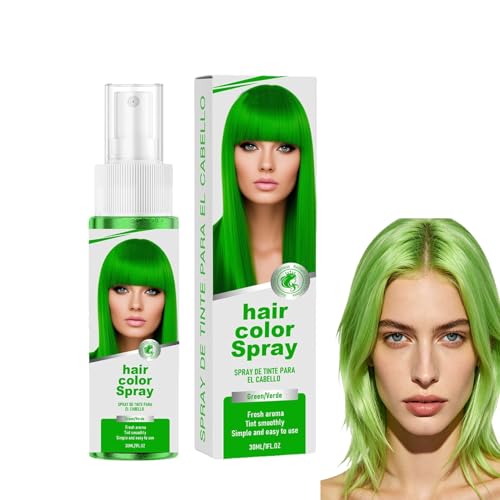 Spray temporaneo per capelli verde, vivace e lavabile, tinta per capelli verde pazzo, colore semi-permanente istantaneo per Halloween, cosplay, feste, facile da usare e rimuovere