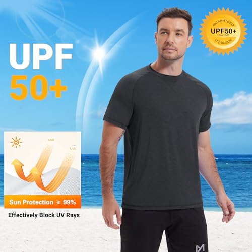 Image of Mens Swim Shirts UPF 50+ Sun Shirts Rash Guard Quick-Dry Fishing T-Shirts