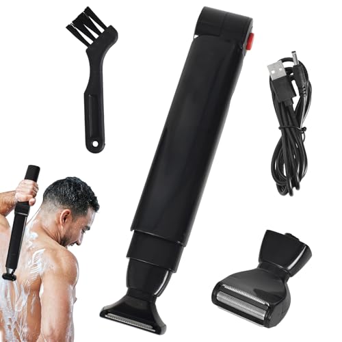 Afeitadora de Espalda y Corporal para Hombre, Recortadora Eléctrica Con Mango Plegable, Depilación USB