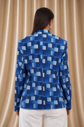 Image of SaintX Women's Premium Denim Textured 4-Way Stretchable Casual Blazer | Chic Regular Fit | Lightweight Summer Friendly | Fully Lined | Office, Travel, Dailywear | (Available in Plus Sizes)