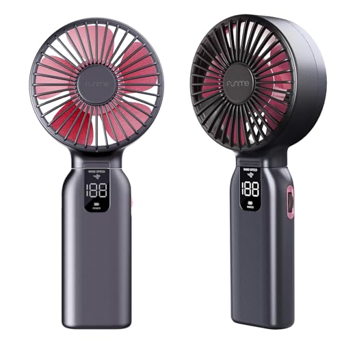 Funme ハンディファン 10000mAh大容量携帯扇風機 最大46H持続 100段階風力調節 強力ストームモード USB充電式モバイルバッテリー 手持ち扇風機 静音 ハンディ扇風機小型 折りたたみ 手持ち 卓上 通勤 通学 オフィス アウトドアなどに適用-ピンク色
