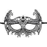 Mascherina per occhi in pizzo nero, elegante, per ragazze, per feste, cosplay, Halloween, ...
