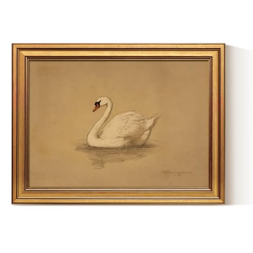 Décoration murale vintage de salle de bain cygne blanc ARPEOTCY