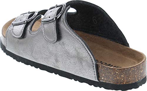 Pierre Dumas Outwoods Bork-46 Women's Vegan Two Strap Buckle Sandals,Pewter,63