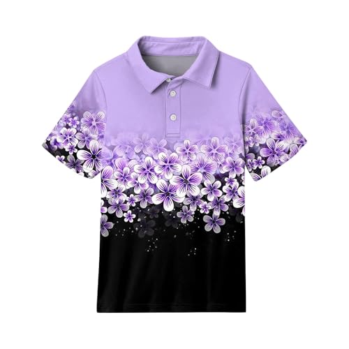 Girls' Polo Shirts Short Sleeve School Uniform Floral Print Casual Lightweight Collared Top for Kids2