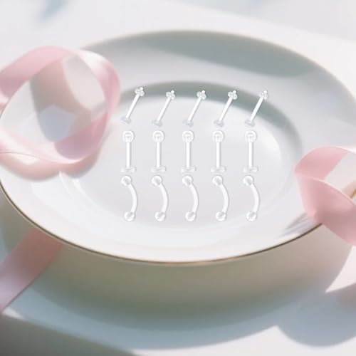 D.Bella 16G Clear Piercing Retainers Flexible Cartilage Helix Daith Rook Tragus Earring Retainer Bioflex Plastic Nose Septum Lip Eyebrow Rings Piercing Retainer3