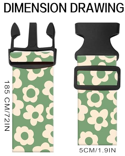 Image of Luggage Straps for Suitcases, Adjustable Travel Belt, Durable Wide Luggage Strap, Cute Suitcase Strap Identifiers with Buckle, Bag Straps for Luggage, Grey Cute Flowers