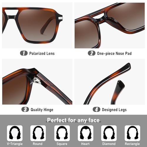 Womens Sunglasses Polarized Trendy Classic Aviator Sunglasses Square 70s 80s 90s Vintage Shades, UV Protection4