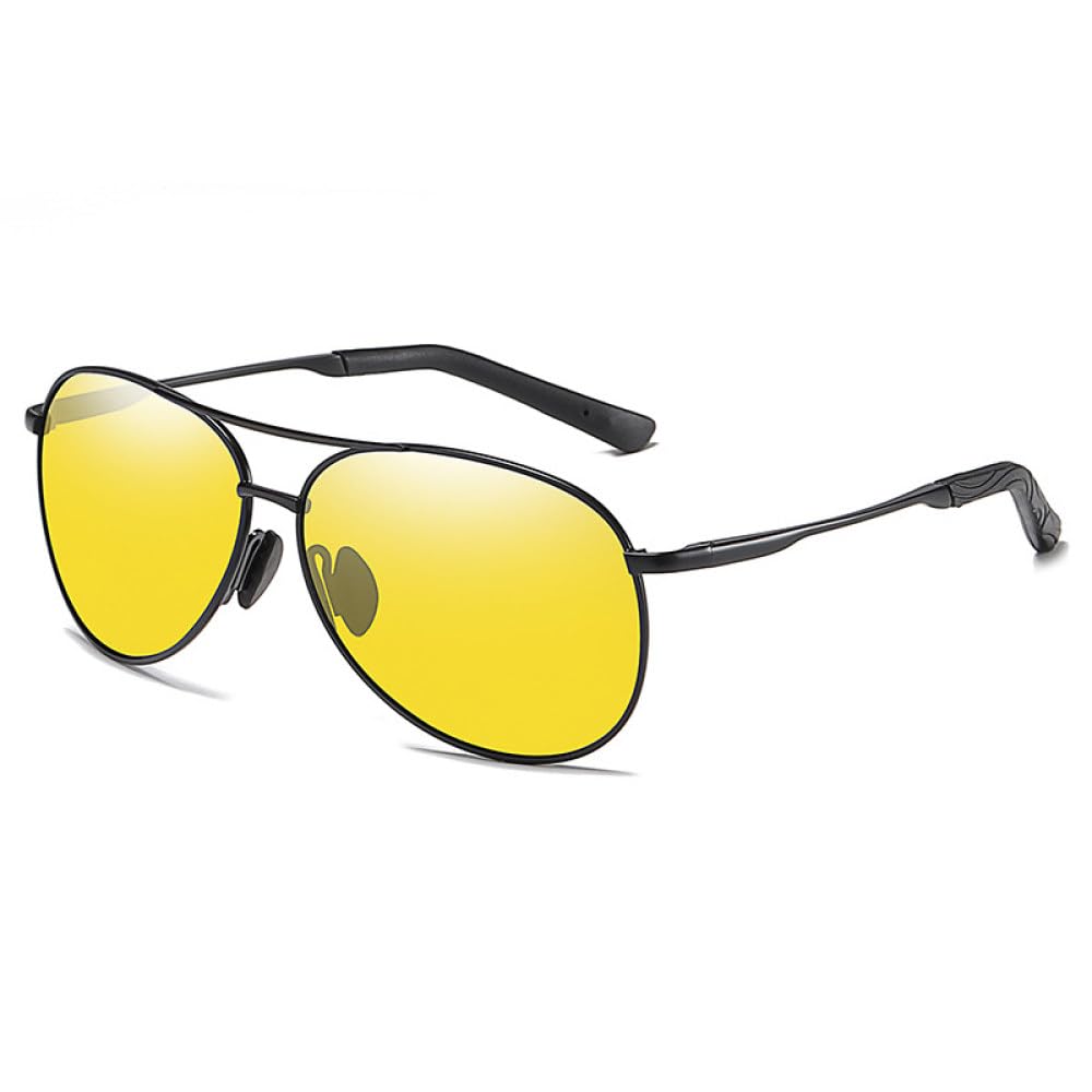 2024 Vintage okulary przeciwsłoneczne pilotki mężczyźni kobiety jazda wędkarstwo odkryty wycieczka na plażę lotnictwo okulary przeciwsłoneczne metalowa rama klasyczny Hipster UV400, noktowizor żółty