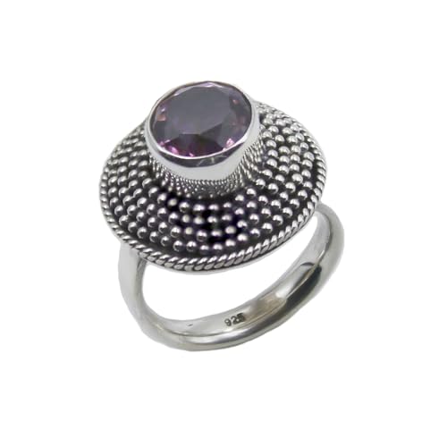 Bague améthyste violette femme argent 925 ethnique ajustable