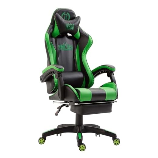 Silla De Oficina Racing Ignite En Simil Cuero I Silla Gaming con 2 Cojines I Silla De Ordenador con Ruedas & Reposapies Abatible I Color:, Color:Negro/Verde