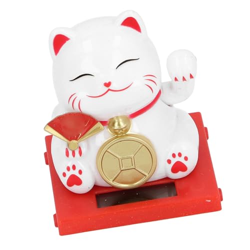 2 Inch Solar Fortune Cat with Clear Box Solar Powered Lucky Cat Waving Arm Set Ideal for Home Office and Dashboard Decor Brings Good Luck and Charm to Any Space with Solar