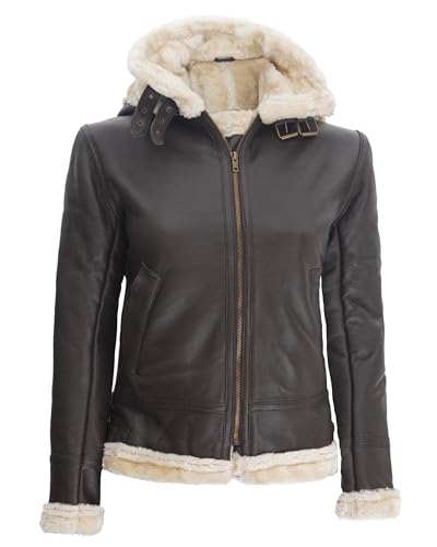 fjackets Womens Shearling Jacket - Real Lambskin Dark Brown Leather Jackets | [1309335] Mari, XL